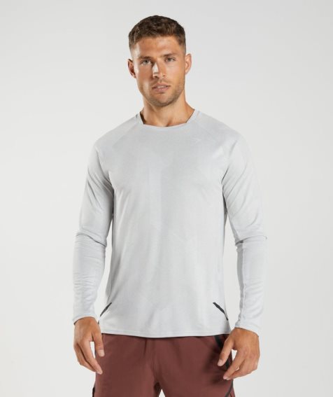 Men's Gymshark Apex Long Sleeve T-Shirts Light Grey | CA 5136N0